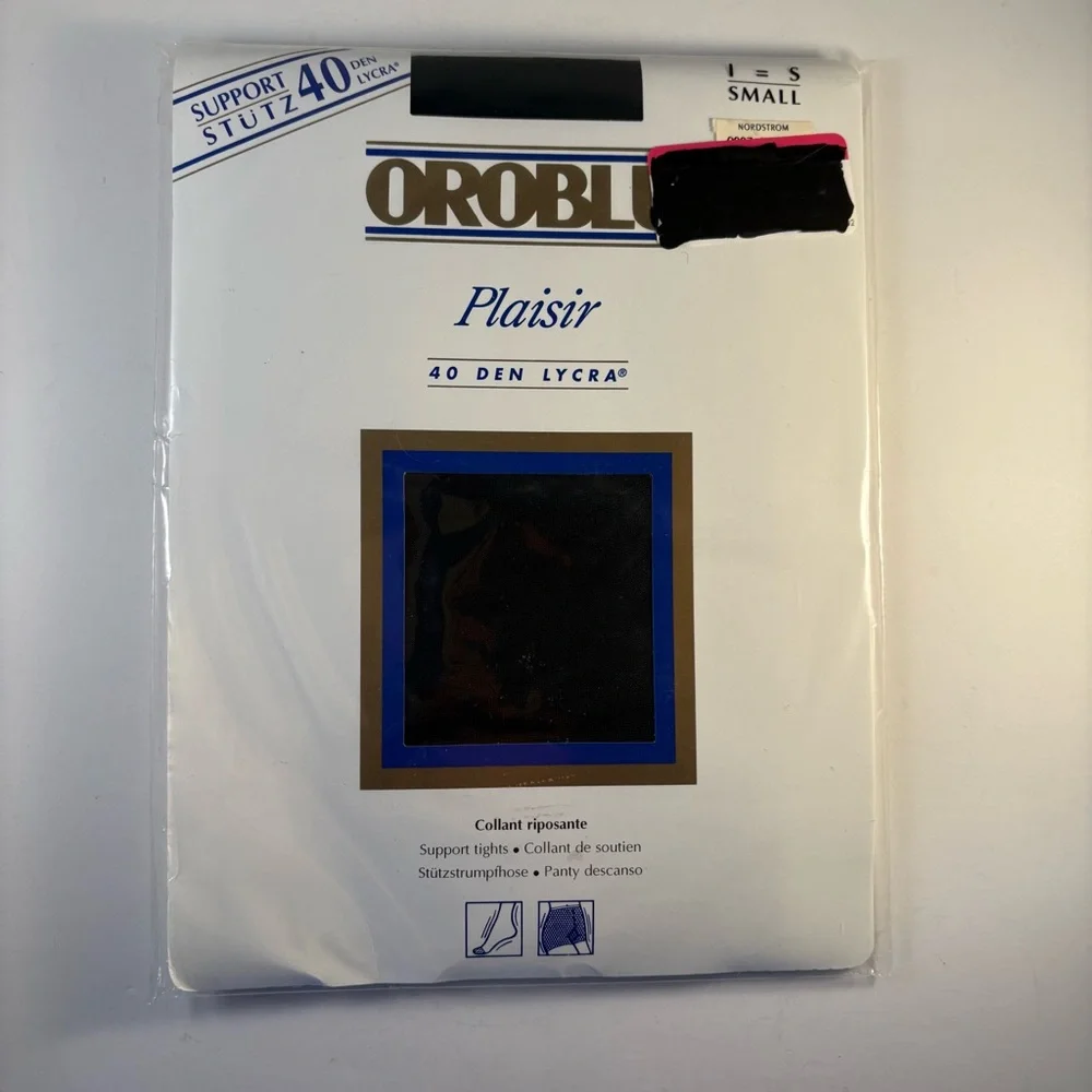 New Oroblu Tights Nylons Women Size Small‎ Music Black Control Top Italy Lycra